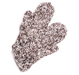 Pletené rukavice a čepice klobouk s kytkou hnědobílý set