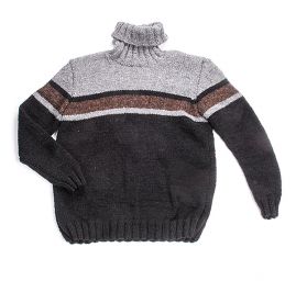 Pletený svetr s pruhy černo-šedý