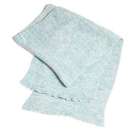 Pletená šála Marlen s melírovými pruhy bílo-tyrkysová