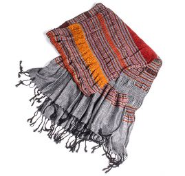 Šála plise teplejší viskoza směs šedá rezavá