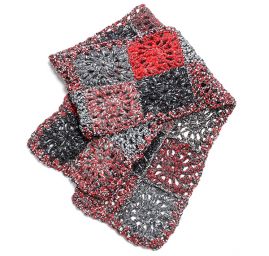 Pletené rukavice, čepice , šála červeno-černý set