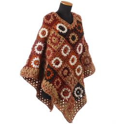 Originální pončo výstřih V + rolák hnědé