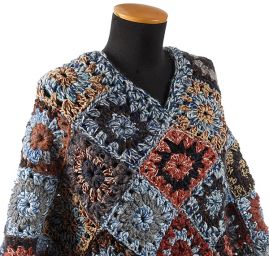 Originální pončo výstřih V + rolák + návleky modrohnědé