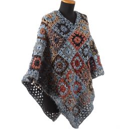 Originální pončo výstřih V + rolák + návleky modrohnědé