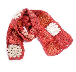 Háčkovaná čepice, rukavice, šála oranžový set