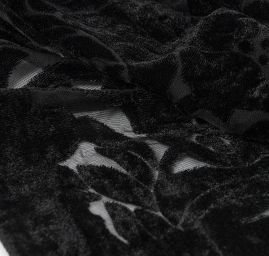 Šála vypalovaný samet s třásněmi černý