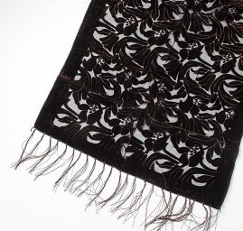 Šála vypalovaný samet s třásněmi tm.hnědý