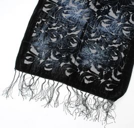 Šála vypalovaný samet s třásněmi atracit šedá