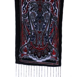 Efektní šála vypalovaný samet/tisk červenočerný