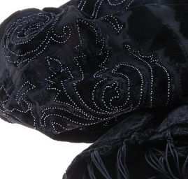 Efektní šál vypalovaný samet/tisk černý