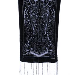 Efektní šál vypalovaný samet/tisk černý