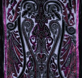 Efektní šál vypalovaný samet/tisk černofialový
