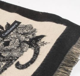 Šála oboustranná s kočkami krémová/černá