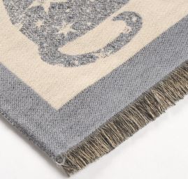 Šála oboustranná s kočkami krémová/šedá