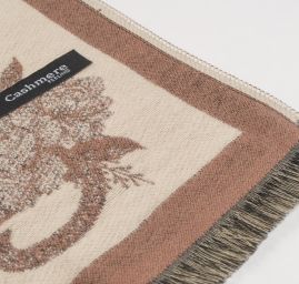 Šála oboustranná s kočkami krémová/hnědá