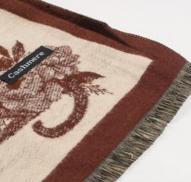 Šála oboustranná s kočkami krémová/tm.hnědá