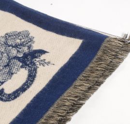 Šála oboustranná s kočkami krémová/modrá