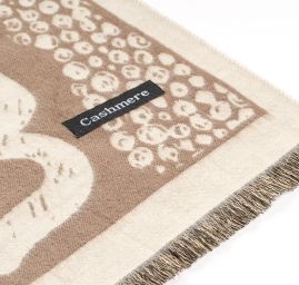 Šála oboustranná siluety koček krémová/camel hnědá