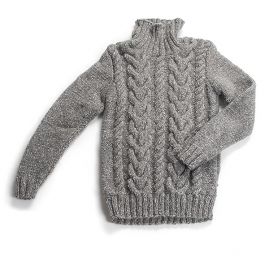 Svetr a čepice s copánky ručně pletené šedé barvy