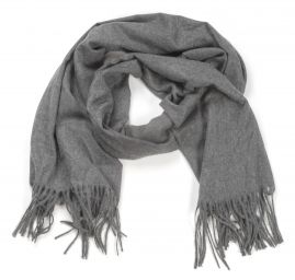 Šála směs viskoza/bavlna/vlna třásně tmavě šedá