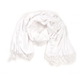 Šála směs viskoza/bavlna/vlna třásně bílá
