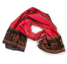 Šála směs kašmír/hedvábí vzor vozataj fuchsiová