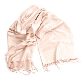 Šála směs kašmír/hedvábí žakár béžovohnědá