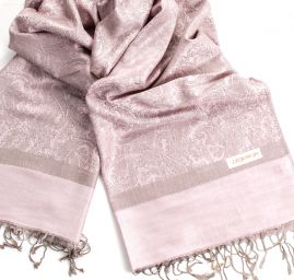 Šála směs kašmír/hedvábí žakár růžovošedá