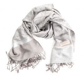 Šála směs kašmír/hedvábí žakár šedá