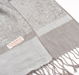 Šála směs kašmír/hedvábí žakár šedá