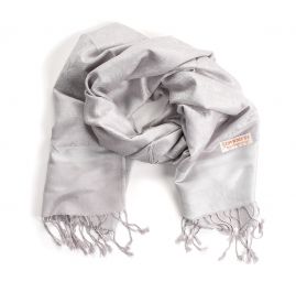 Šála směs kašmír/hedvábí žakár světle šedá