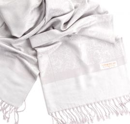 Šála směs kašmír/hedvábí žakár světle šedá