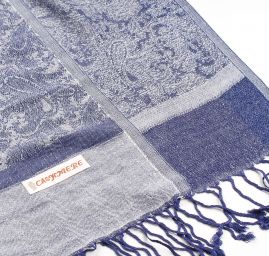 Šála směs kašmír/hedvábí žakár modrá