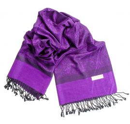Šála směs kašmír/hedvábí žakár fialovočerná