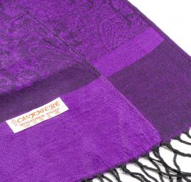 Šála směs kašmír/hedvábí žakár fialovočerná