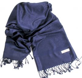 Šála směs kašmír/hedvábí žakár tmavě modrá