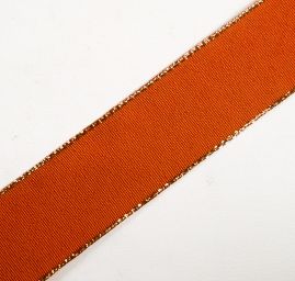 Stuha taftová lurex šíře 25mm skořicová