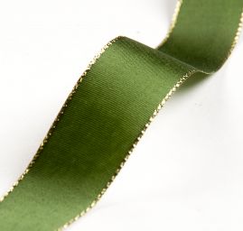 Stuha taftová lurex šíře 25mm tm.zelená