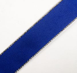 Stuha taftová lurex šíře 25mm tm.modrá