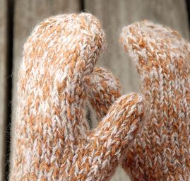 Pletené rukavice Marlen hnědo-bílé