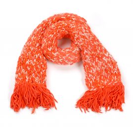 Šála MarLen ručně pletená oranžovobílá