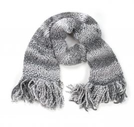 Šála MarLen ručně pletená šedobílý melír