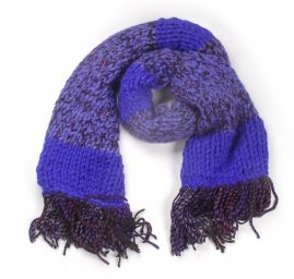 Šála MarLen ručně pletená pruhy modročerná