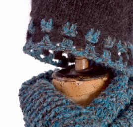 Pletená šála čepice s háčkovaným lemem tyrkysová