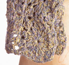 Pletená šála čepice háčkovaný leme modrý melír