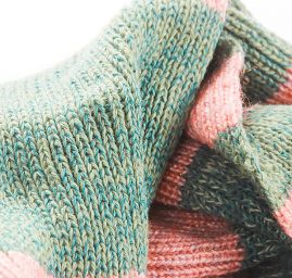 Šála pletená MarLen zelené růžové pruhy