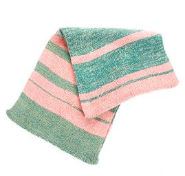 Šála pletená MarLen zelené růžové pruhy