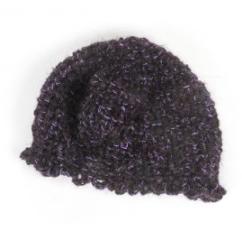 Ručně pletená sada čepice šála černofialová