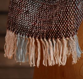 Ručně tkaný pléd s pruhy šedohnědý melír