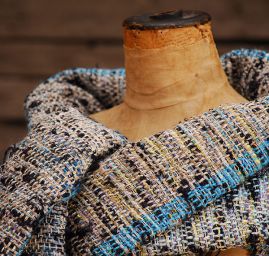 Ručně tkaný pléd Marlen modro-černý melír